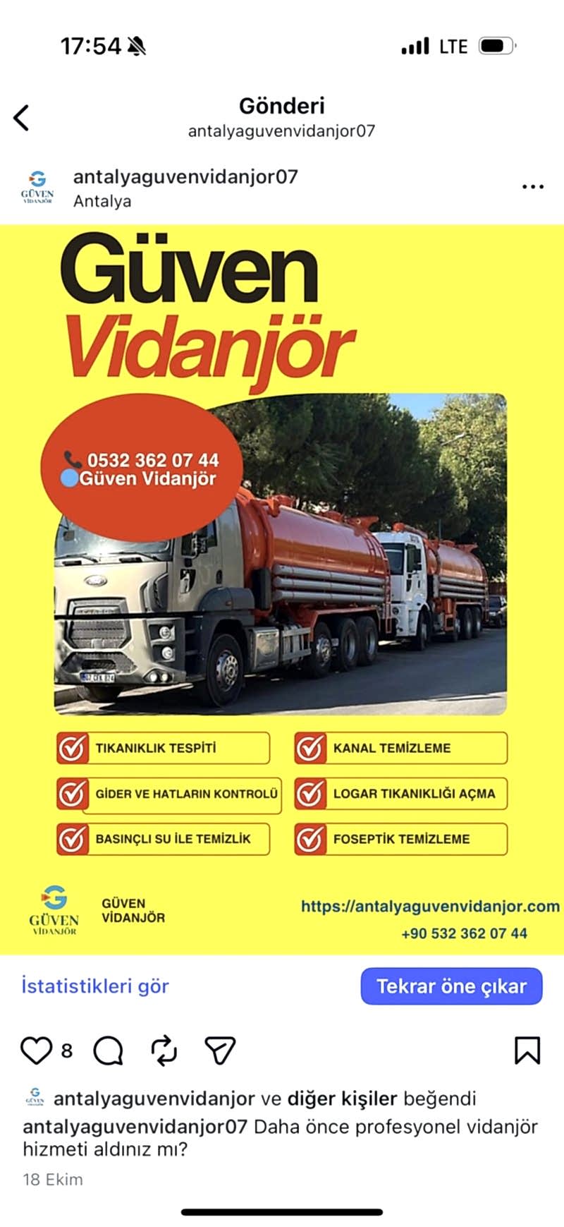 Muratpaşa Vidanjör Hizmetlerinde Güven Vidanjör Farkı